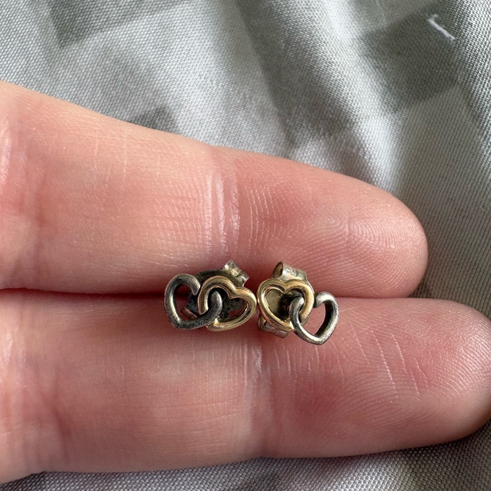 Pandora Gold/Silver Heart Earrings